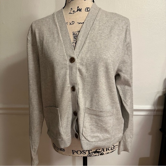 Jcrew Cotton-blend V-neck cardigan sweater size L (c6 - Picture 3 of 14